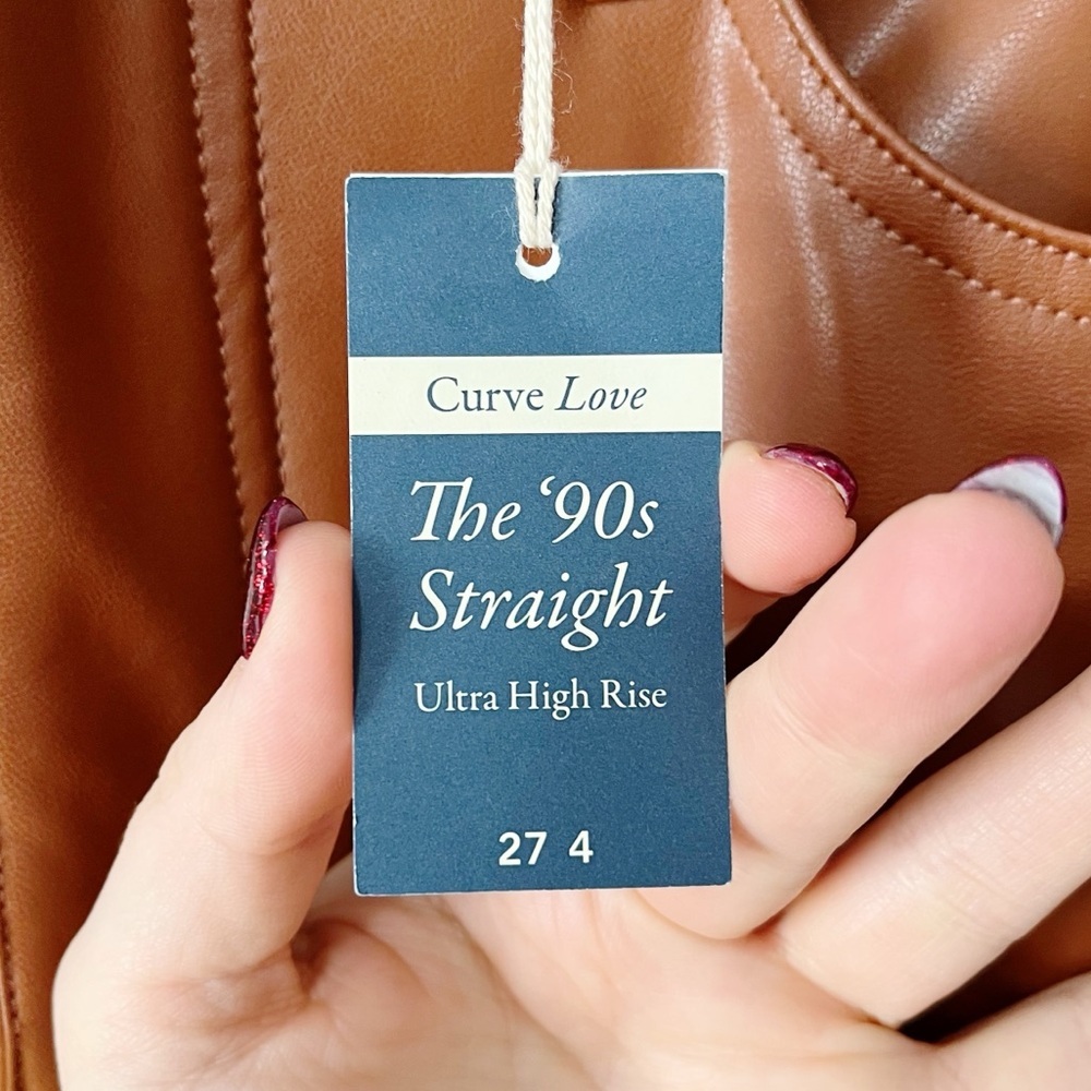 Abercrombie & Fitch Vegan Leather 90s Straight Ultra High Rise Pant Brown 27/4 - Picture 11 of 16